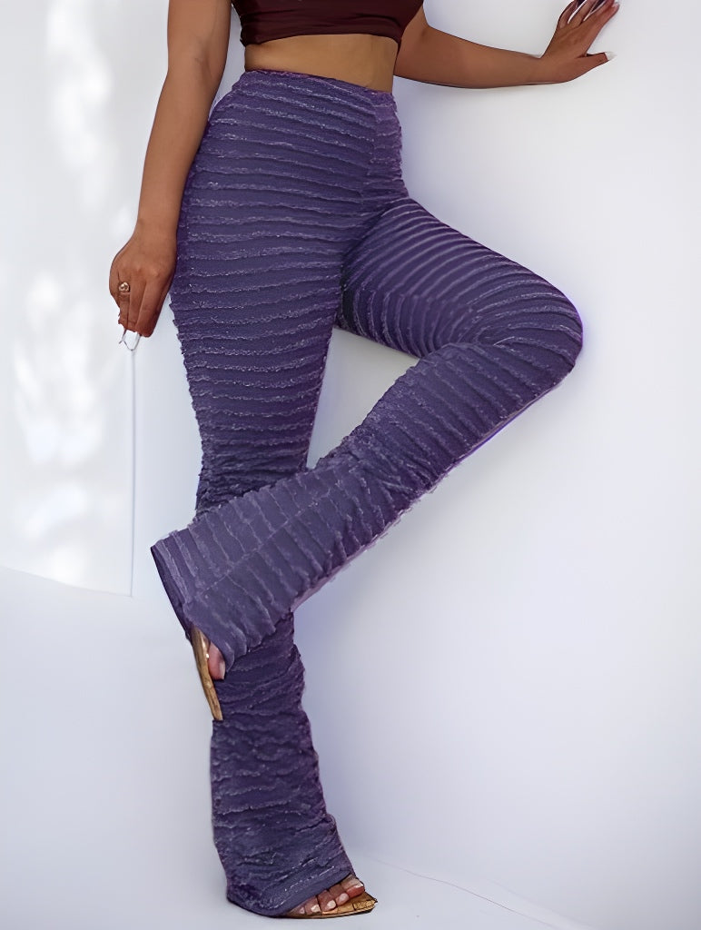 High waist knitted stacked legging pants