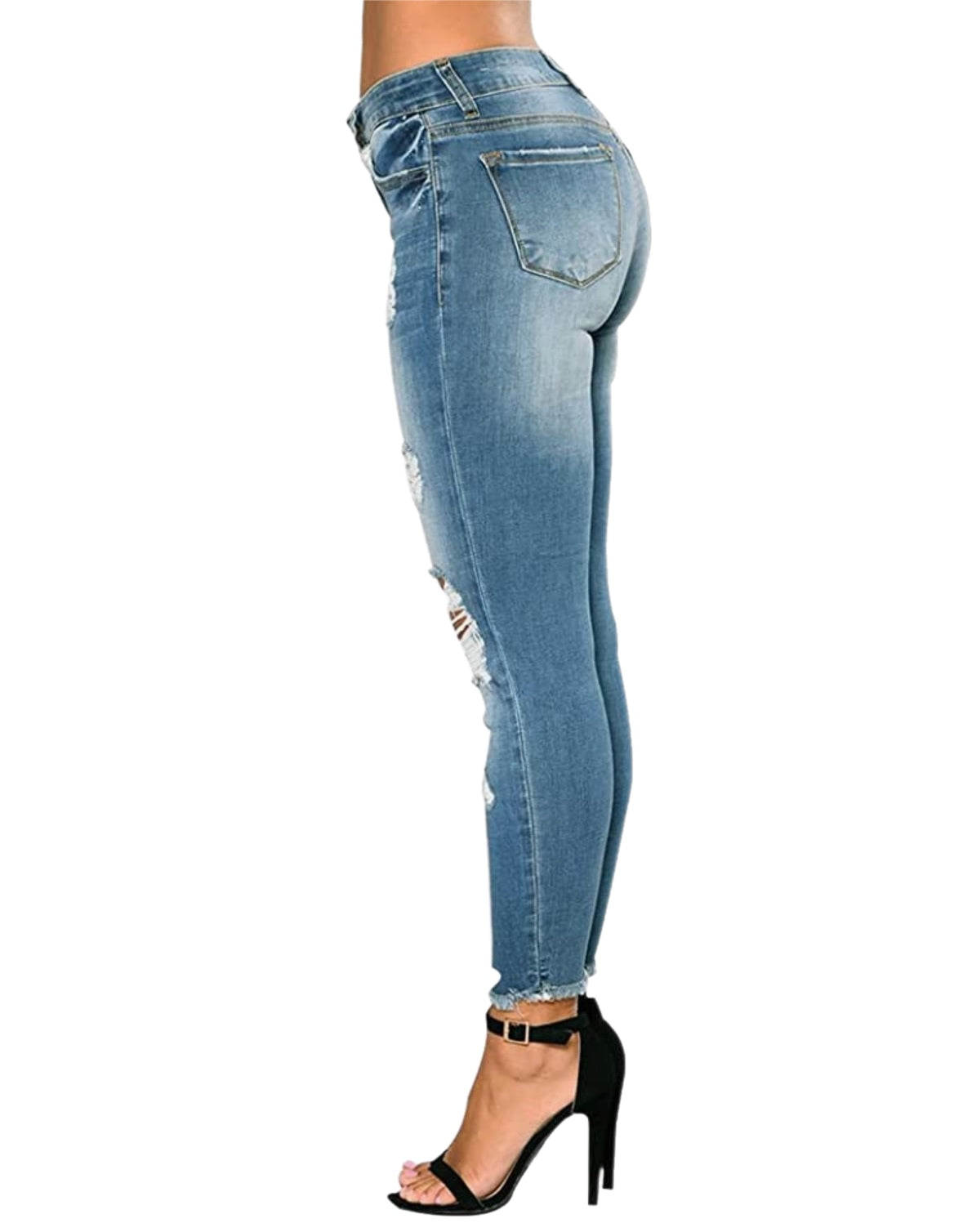 Women Skinny Ripped Stretch Distressed Denim Jeans