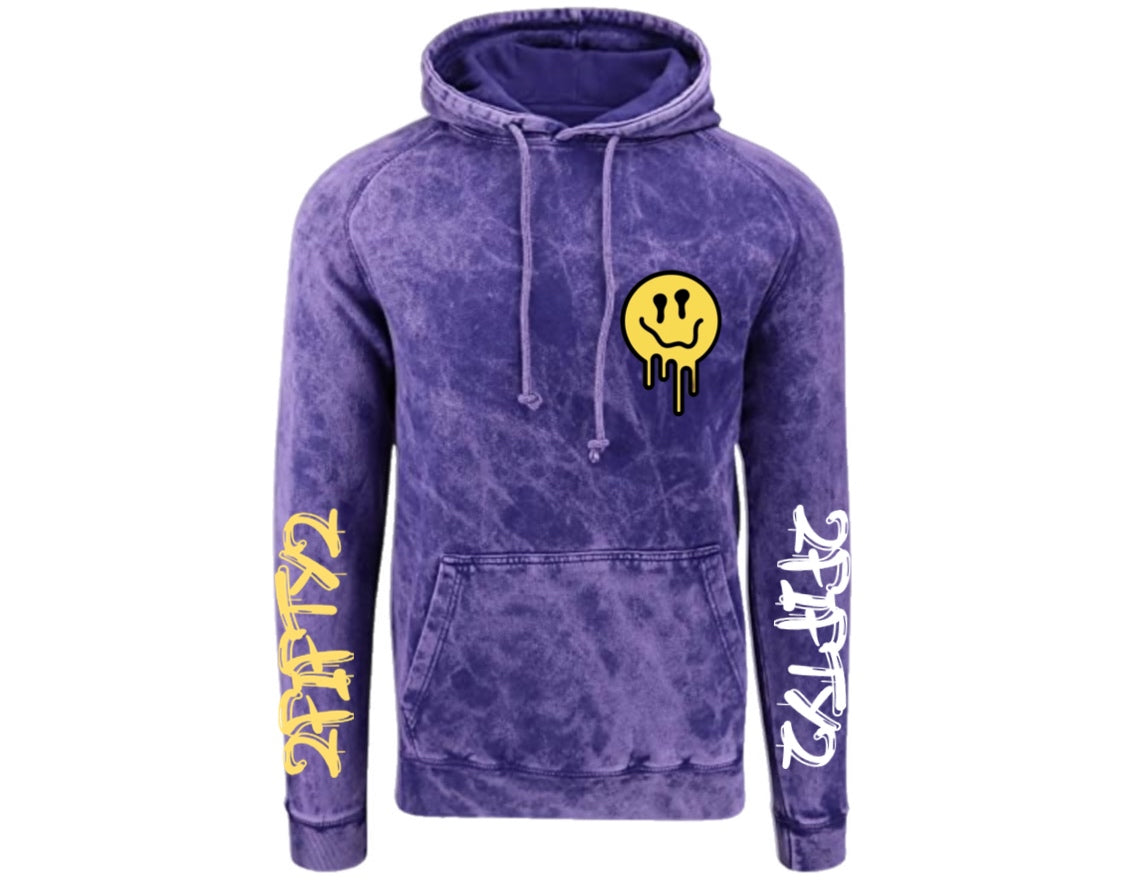 Acid wash pullover hoodie, purple